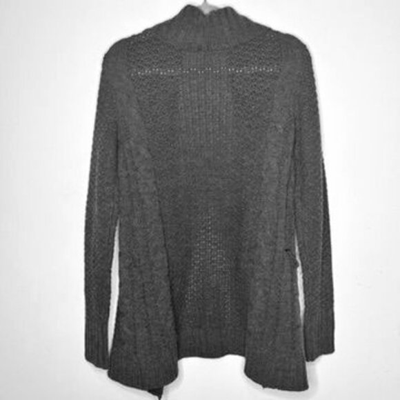 Express Gray Shawl Collar Knit Cardigan Sweater Womens L Chunky Wool Blend - Picture 2 of 7